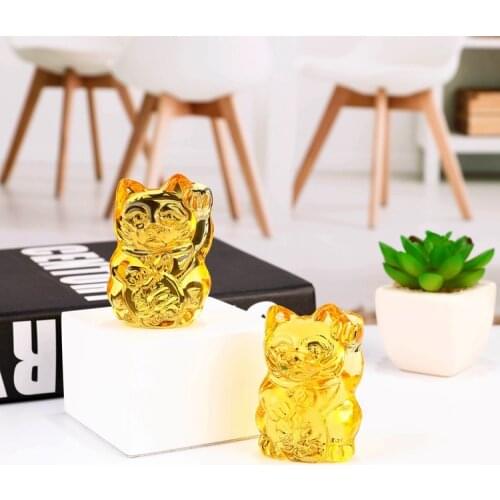 1pcs Kitten Crystal Lucky Cat Ornaments Feng Shui Crafts Home Desk Decoration Glass Figurine Glaze Artificial Stone Miniature