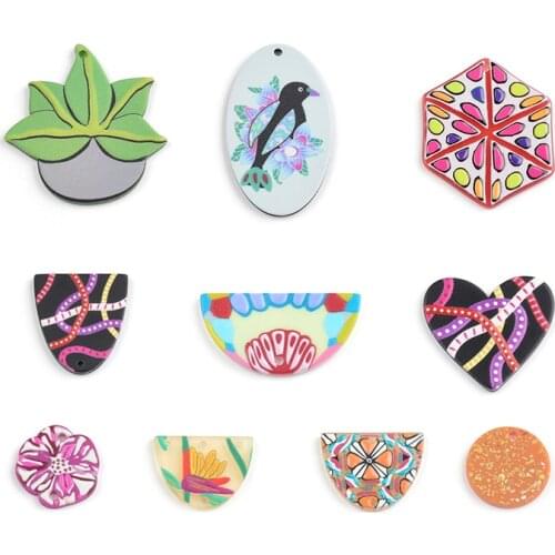 10PCS Heart Bird Flower Jewelry Accessories Hand Made Earrings Making Connectors DIY Pendant Jewelry Findings Components Charms