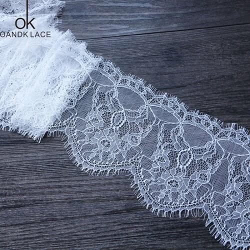 3 YARD White，black eyelash lace trim 16cm wide lace fabric handmade DIY garment accessories