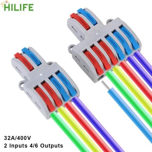 5Pcs Mini Fast Terminal Block Quick Splitter Push-in Conductor SPL-42/62 Wire Connector Universal Wiring Cable Connectors
