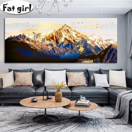 Large Size 5D Golden Mountain diamond painting Bird Landscape cross stitch Rhinestone art mosaic diy embroidery square round