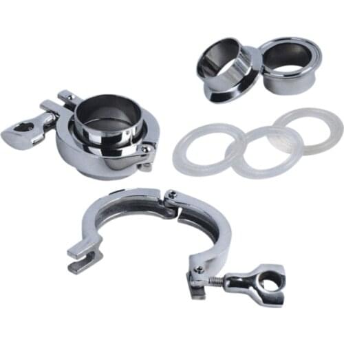 Free shipping 1.5'' 38MM-159mm Sanitary TriClamp Ferrule + Tri Clamp + Silicon Gasket SS 304