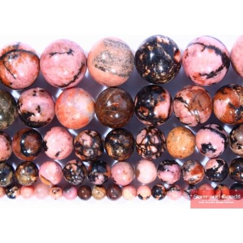Free Shipping Natural Stone Black Lace Rhodonite Beads 15" Strand 4 6 8 10 12 MM Pick Size For Necklace Bracelet Making BLR01
