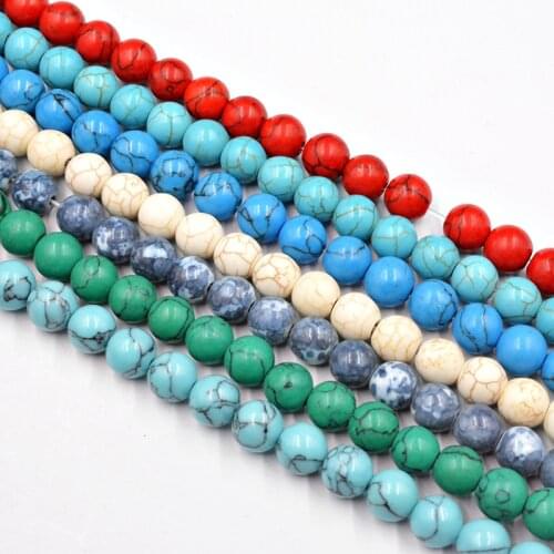Natural Stone Turquoises Beads Pine Round DIY Spacer Loose Beads for Jewelry Making 4-12 MM Size Selection Free Shipping