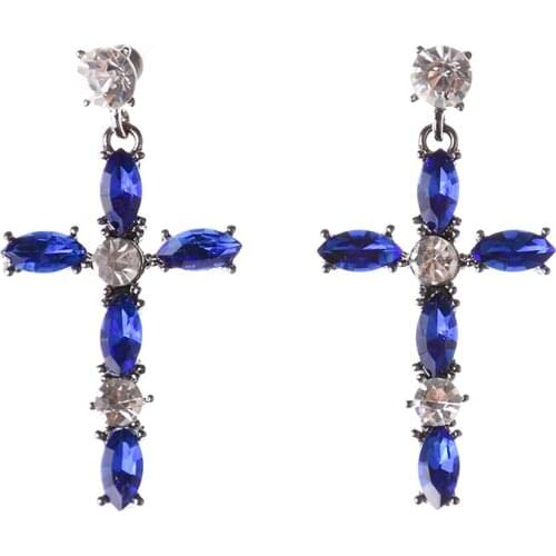 JERPVTE Rhinestone Cross Big Earrings For Women 2018 Fashion Brand Jewelry Maxi Crystal Geometric Pendant Drop Earrings