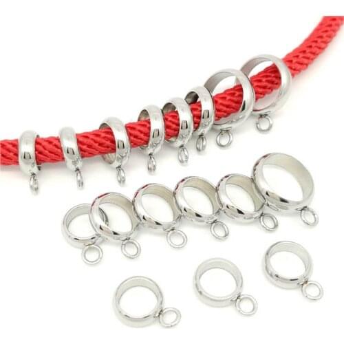 10pcs Stainless Steel Spacer Beads with Ring Connector Fit Charm Pendants for Diy Jewelry Making Bracelets Necklace Accessories
