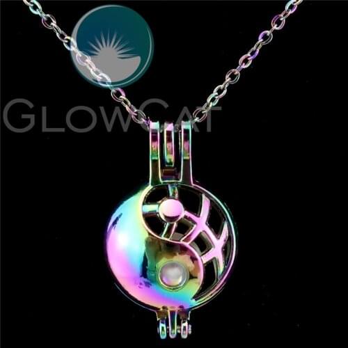 C803 Rainbow Colors 28mm Tai Chi Klatsch Beads Cage Perfume Essential Oil Diffuser Oyster Pearl Cage Locket Necklace