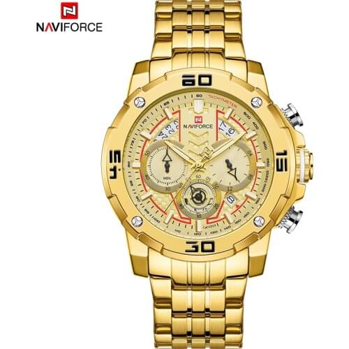 NAVIFORCE Top Brand Luxury Men Wristwatches Clock Fashion Business Shock Resistant Luminous With 3 Small Dials Men Quartz Watch