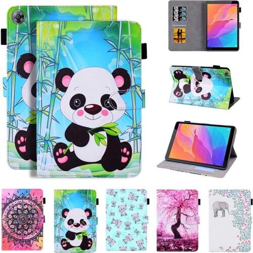 Lovely Panda Elephant Flowers case for Huawei MatePad T8 Kobe2-L03 KOBe2-L09 8.0 inch PU Leather Flip Stand Cover