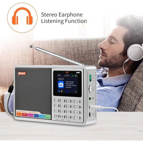 GTMEDIA D2 Digital broadcasting Radio DAB+ Radio player Support FM/DAB daily recording to TF card BT V2.1+EDR