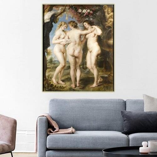 Citon Peter Paul Rubens《The Three Graces》Canvas Art Oil Painting Artwork Poster Picture Wall Decor Home Interior Decoration
