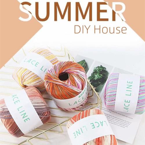 Colorful Segment Dyed Lace Thread Crochet Sewing Material Summer Cushion Bag Clothes DIY Creative Home Decoration Cotton Yarn