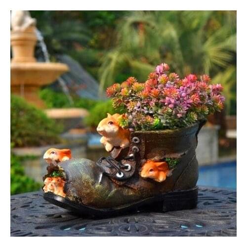 Resin Rabbit Shoes Plant Flower Garden Decoration Outdoor Courtyard Cartoon Fleshy Flower Pot Balcony Decor for Pots