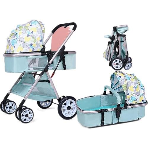 High Landscape Baby Stroller Can Sit and Lie Lightweight Folding Two-Way Shock Absorption Newborn Baby Stroller Baby Stroller