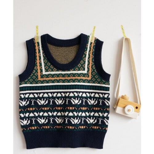 Children Winter Clothes O-neck Wool Knitted Sweater Vest Tops Toddler Vest for Kids Baby Girl Winter Clothes