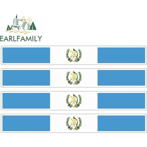 EARLFAMILY 13cm x 1.7cm 4pcs Car Stripe Motorcycle Racing Flag Sticker Skateboard Decal Bike Moto Tuning Guatemala Car Stickers