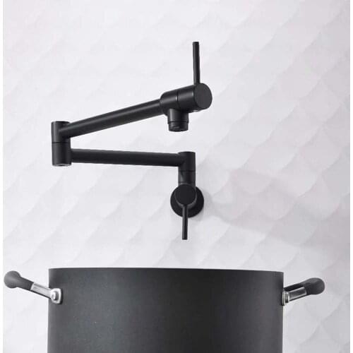 European Style Copper Single Cold Kitchen Folding Faucet In-Wall Rotary Telescopic Double Switch Sink Faucet Balcony