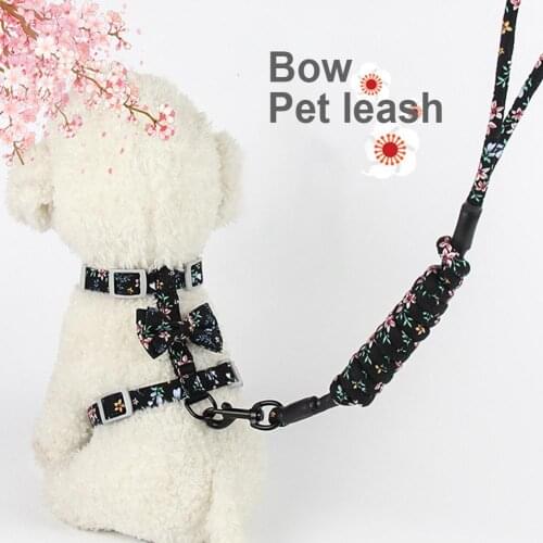 2pcs Small Dog Cats Bow Tie Leash Artifacts Kitten Walking Chain Adjustable Traction Rope Chest Strap Pets Supplies