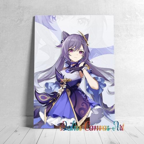 Canvas girl Keqing Anime Pictures Home Decoration Manga Paintings Poster HD Prints Wall Art Modular Living Room Framed