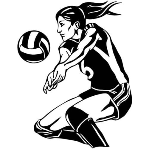 Playing Vollyball Girl Car Sticker Fashion Cool Style Black/Silver Vinyl Decal Silhoutte Design 11.4*14.7CM