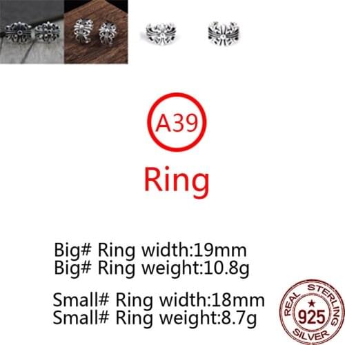 A39 s925 sterling silver ring punk fashion jewelry retro personality tide cross opening shape gift for friends 2020 new hot