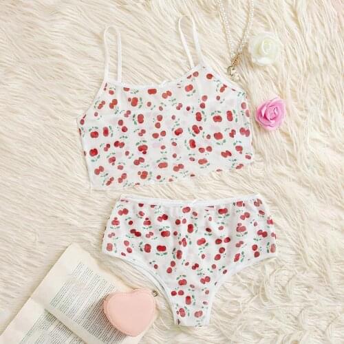 Sexy Lingerie Set Prints Lace Transparent Sling Square Collar Summer Sleeveless Shorts Casual Sleepwear for Women Pizama Damska