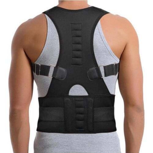 Men Women Back Corset Elastic Shoulder Back Spine Posture Corrector Magnetic Waist Back Support Belt Humpback Clavicle Posture