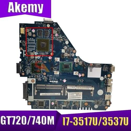 Z5WE1 LA-9535P MB For Acer E1-530 E1-570 E1-570G Laptop Motherboard W/ GT720/740M GPU I7-3517U/3537U CPU DDR3 Mainboard