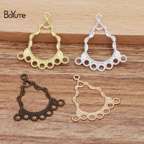 BoYuTe (100 Pieces/Lot) 26*28MM Metal Brass Filigree Connector Pendant Charms for Earrings Jewelry Making Accessories