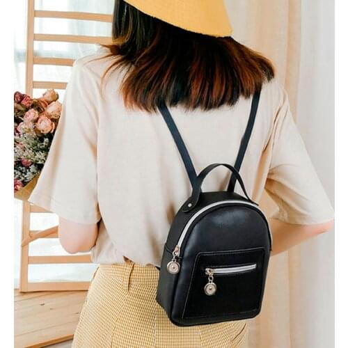 25#Pu Leather Mini Backpack Women Shoulder Bag For Teenage Girls Kids Multi-function Small Bagpack Female Ladies School Backpack
