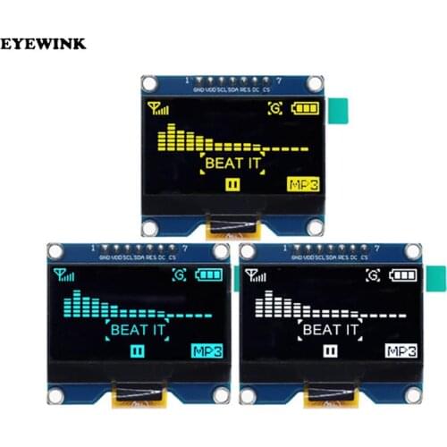 1.54 inch White OLED Display Module 128x64 SPI Interface OLED Screen Board 3.3-5V UART for arduino Diy Kit