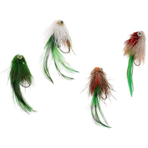 4pcs Popper Flies Fly Hook Trout Bass Bug Popper Fishing Flies Simulation Flies Fresh/Saltwater Artificial Lure