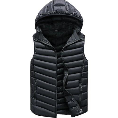 Mens Winter Jacket Warm Mens Outerwear Waistcoat Casual Vest for Men Hooded Jacket Man Sleeveless Mens Vest