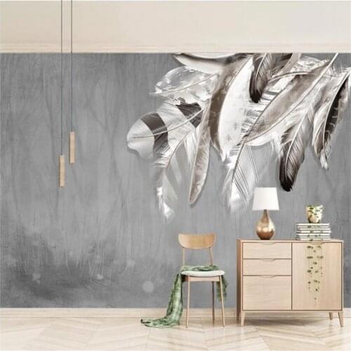 Milofi custom 3D wallpaper mural Nordic forest banana leaf black and white living room decoration painting background wall home