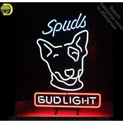 Neon Sign for Spuds Mackenzie Bud L ight neon bulb Sign Beer Bar Pub Decorative Neon Light Signs for Store Lighted Signs