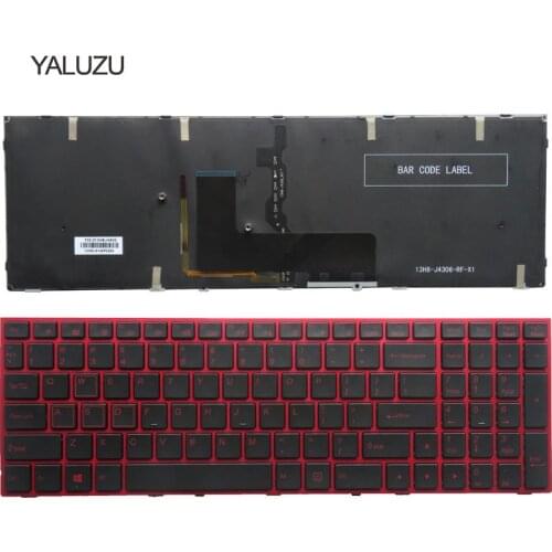 YALUZU NEW US Laptop Keyboard FOR Clevo P650 P670RE3 P670RG P650RE3 P650RE6 P650RG red Keyboard US color Backlit English version