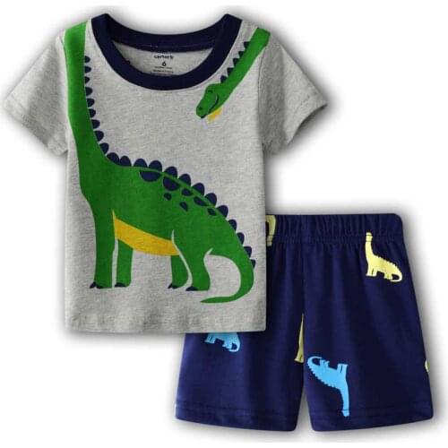 New Girls Boys Cotton Short Sleeve Pajamas Set Kids Princess Flower Sleepwear Baby Summer Pyjamas Children Nightwear 0-2Years