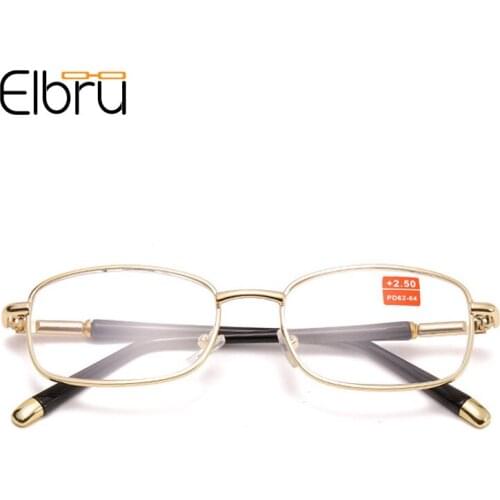Elbru Vintage Fashion Metal Frame Reading Glasses Women Men Antifatigue Clear Lens Presbyopic Eyeglasses Diopters 1.0 3.5 4.0
