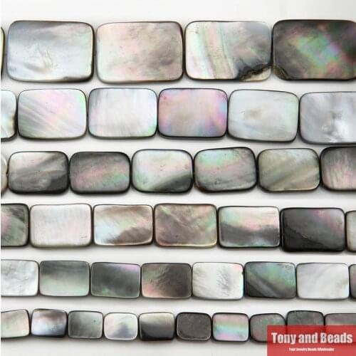 One 15" Strand =1Lot ! ) Black Lip Shell Rectangle Loose Beads 10x14 12x16 15x20 18x25MM Pick Size For Jewelry