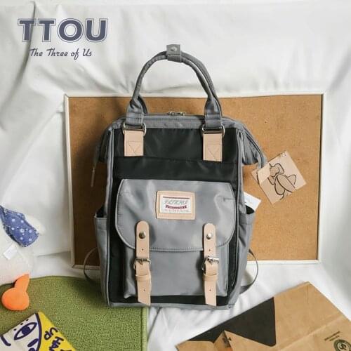 Solid Color Waterproof Nylon Women Backpack Fashion Leisure Large School Bag for Teenage Girls Backpack Female Laptop Holder Bag