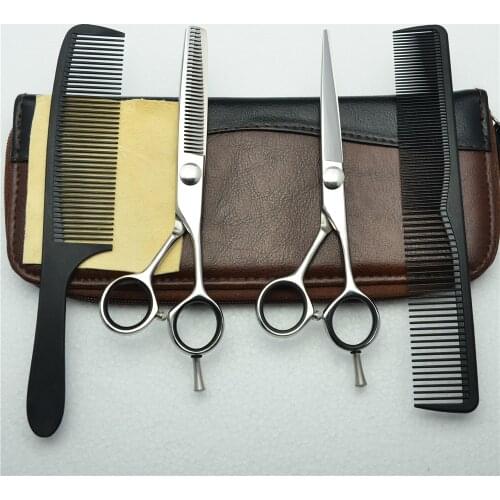 4Pcs Set 5.5'' 6'' Customized Logo Professional Human Hair Scissors Hairdressing Scissors Cutting Shears + Thinning + Comb C1021