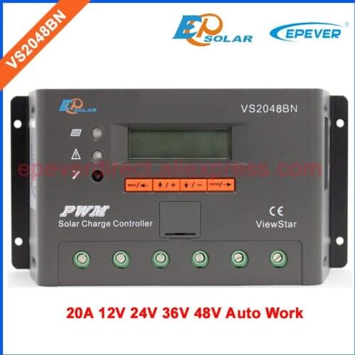20A PWM VS2048BN EP ViewStar series Solar controller 20amps regulator 12V/24V/36V/48V battery charger work lcd display
