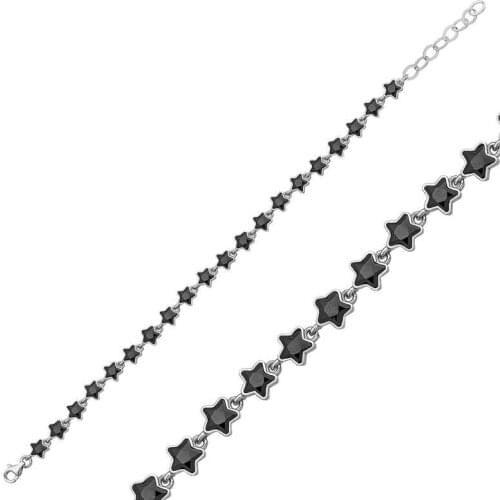 Silver Black Star Women 'S Bracelet