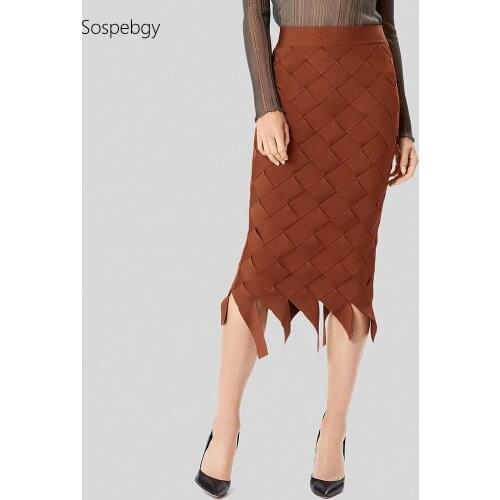 (Sospebgy) New womens short skirt retro slim plaid fishtail hip fashion all-match bag hip knitted bandage skirt