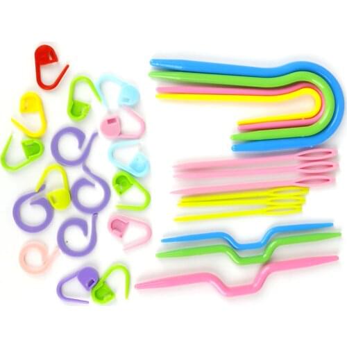1Set ABS Plastic Knit Stitch Knitting Needles Crochet Hook Plastic Markers Needle Clip Craft Knitting Crochet Locking Stitch