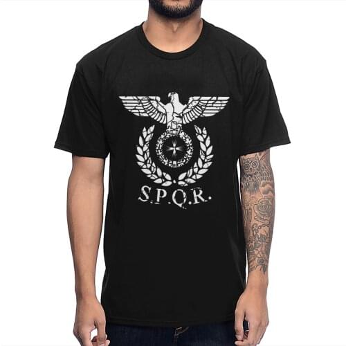 SPQR Roman Legion Emblem Empire T Shirt Custom Gaius Julius Caesar Crewneck Comfortable Cotton T-shirt
