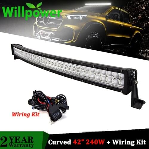 Willpower 42 inch 240w Offroad LED Bar Dual Row Combo Curved Light Bar IP67 waterproof for ATV UTV SUV 4x4 4WD 12V 24V