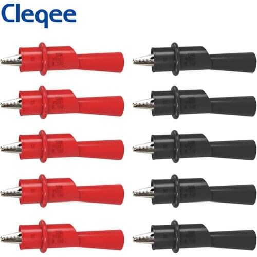 Cleqee P2008 10PCS Insulation Alligator Clip with 2mm Socket Metal Crocodile Clamp Test Accessories for Multimeter 1000V/10A