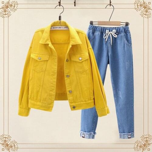 2021 New Spring Autumn Candy color Long-sleeved Denim Jacket Black Short Loose Women Jeans Jacket Student Denim Coat Casual Tops