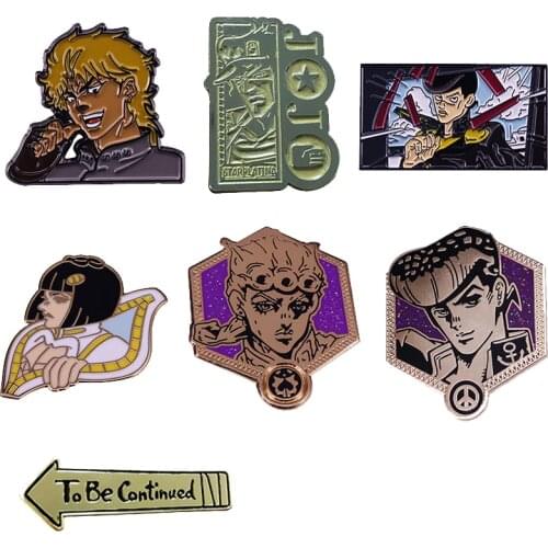 To Be Continued Jojos Bizarre Adventure pins Kujo Jotaro Dio Josuke Giorno Bruno bucciarati Badge JJBA anime fans gift